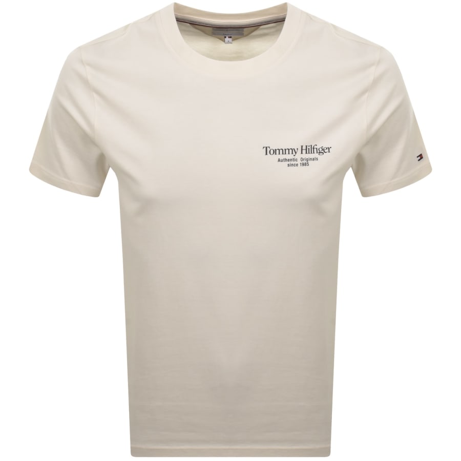 Image number 2 for Tommy Hilfiger Back Text Graphic T Shirt Cream