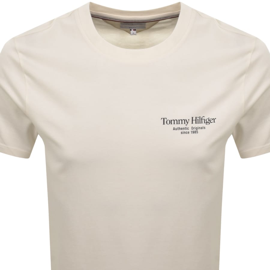 Image number 3 for Tommy Hilfiger Back Text Graphic T Shirt Cream
