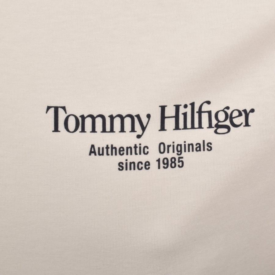 Image number 4 for Tommy Hilfiger Back Text Graphic T Shirt Cream