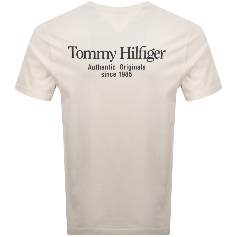 Image number 5 for Tommy Hilfiger Back Text Graphic T Shirt Cream