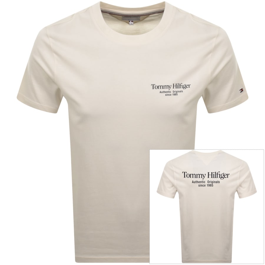 Image number 1 for Tommy Hilfiger Back Text Graphic T Shirt Cream