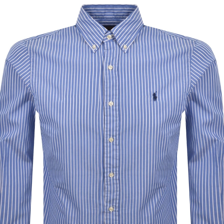 Image number 2 for Ralph Lauren Long Sleeve Striped Shirt Blue