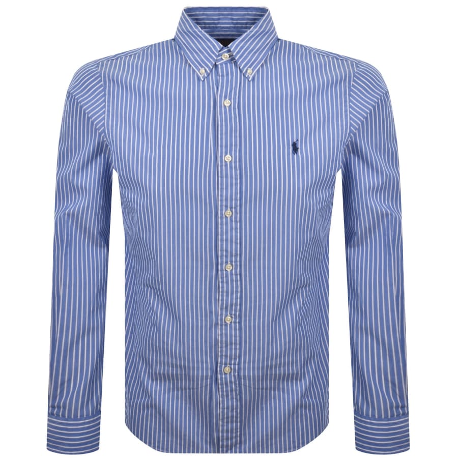 Image number 1 for Ralph Lauren Long Sleeve Striped Shirt Blue