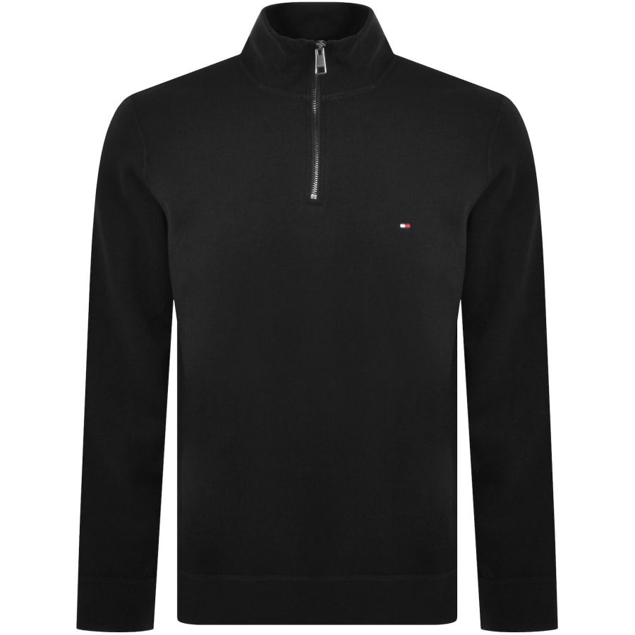 Image number 1 for Tommy Hilfiger Quarter Zip Fleece Sweatshirt Black