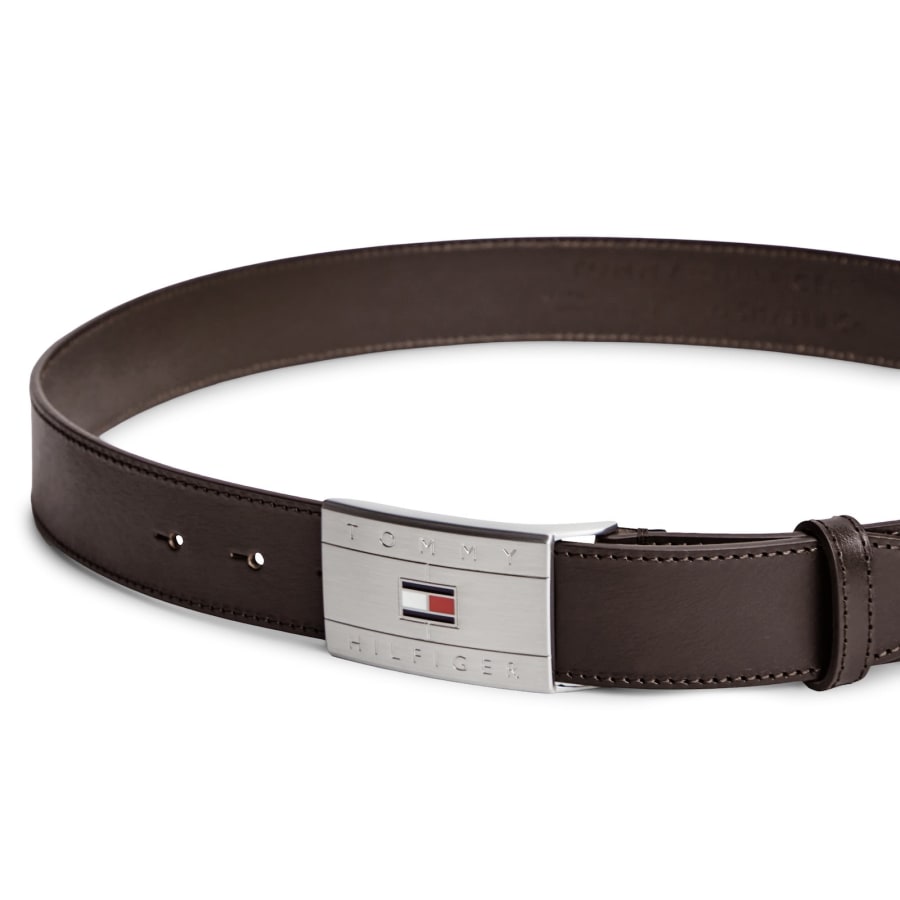 Image number 3 for Tommy Hilfiger Flag Plaque Belt Brown
