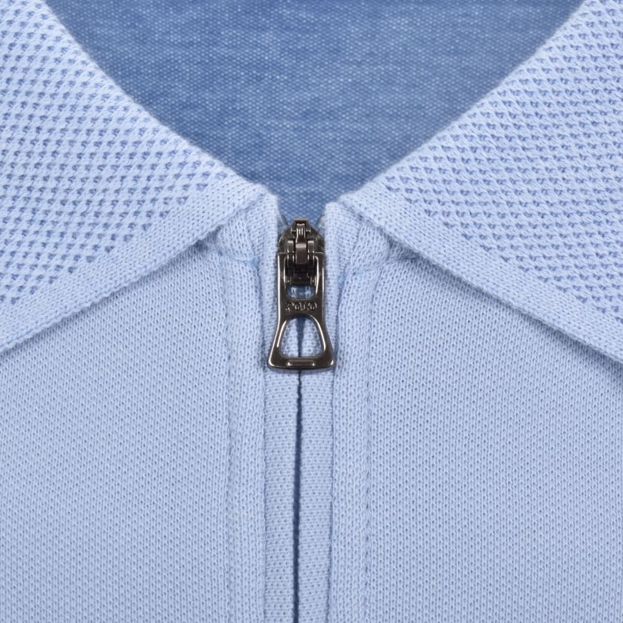 Image number 4 for Ralph Lauren Stretch Mesh Zip Polo Blue