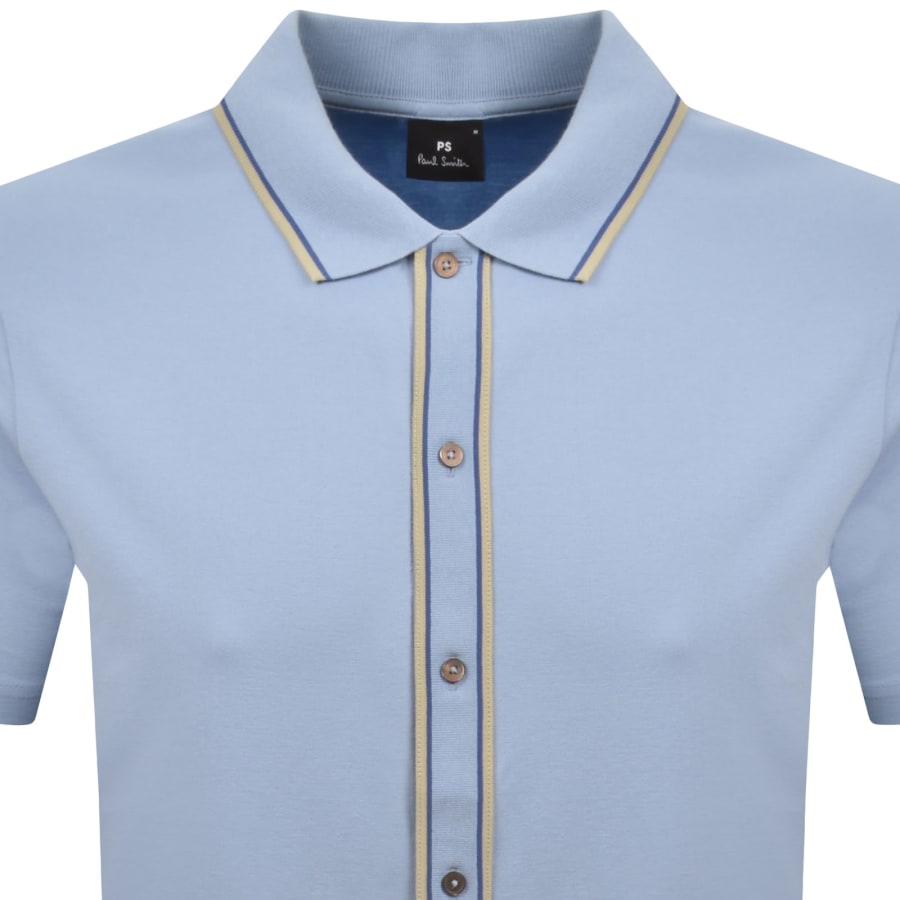 Image number 2 for Paul Smith Button Front Polo Shirt Blue