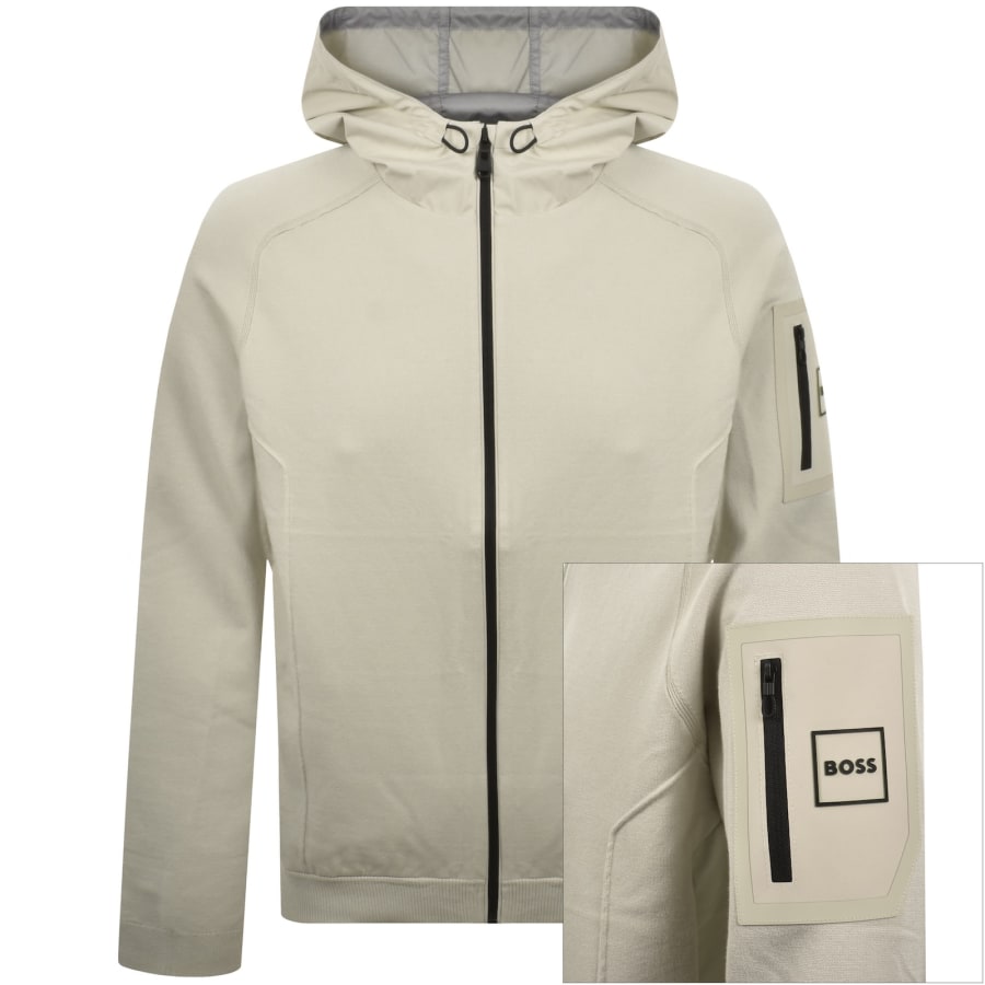 Image number 1 for BOSS Knit Panel Elevate Jacket Beige