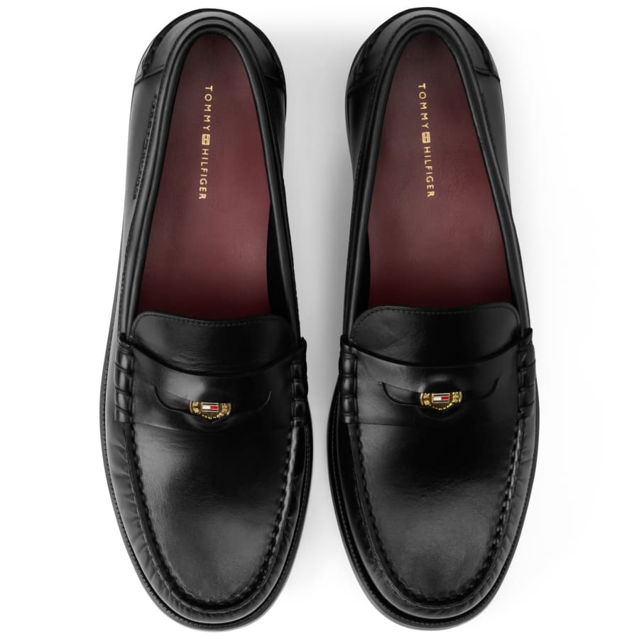 Image number 3 for Tommy Hilfiger Brushed Leather Loafers Black