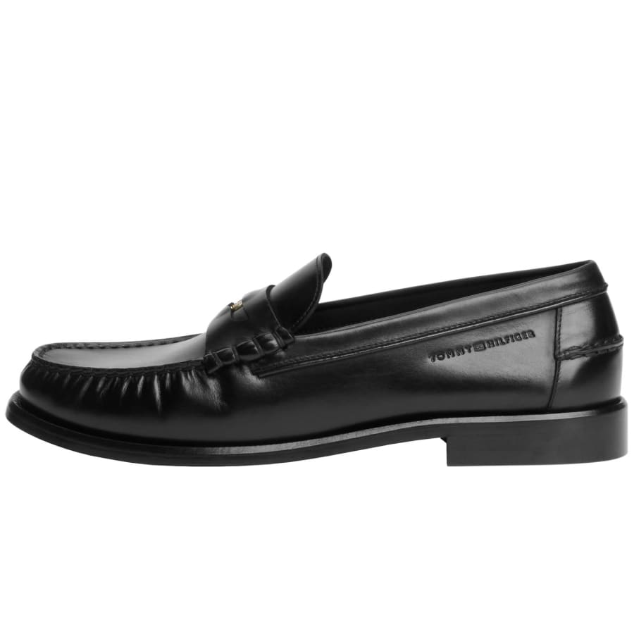 Image number 1 for Tommy Hilfiger Brushed Leather Loafers Black