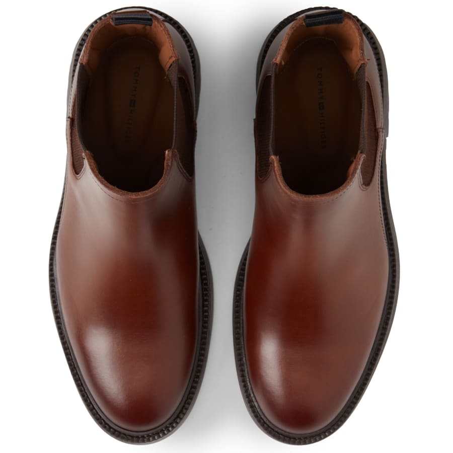 Image number 3 for Tommy Hilfiger Leather Chelsea Boots Brown