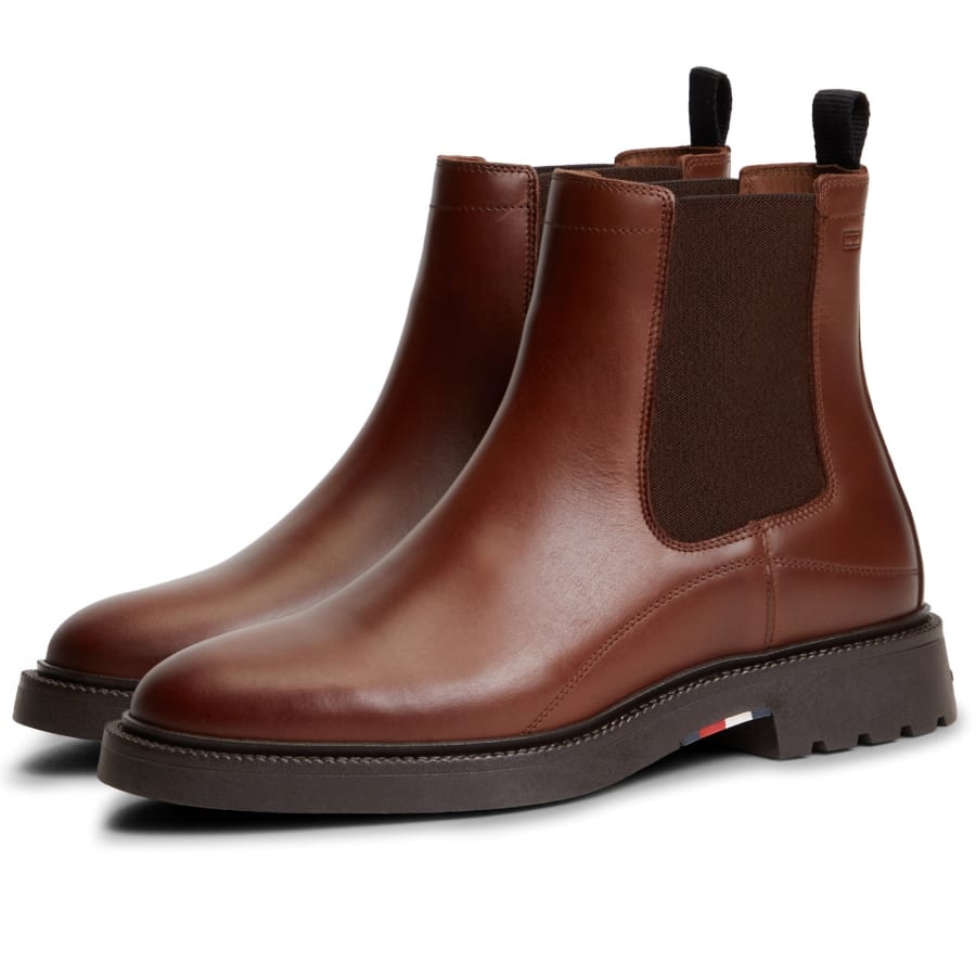 Image number 4 for Tommy Hilfiger Leather Chelsea Boots Brown
