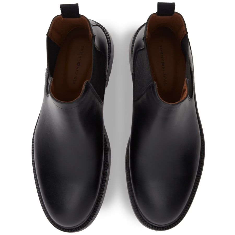 Image number 3 for Tommy Hilfiger Leather Chelsea Boots Black