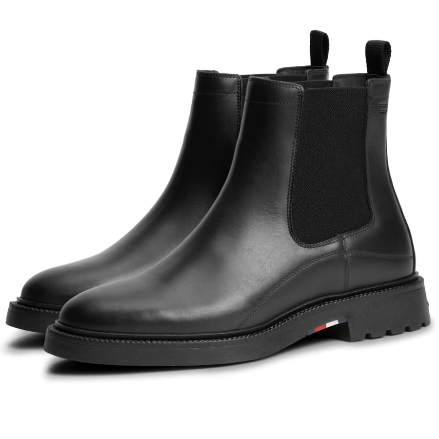 Image number 4 for Tommy Hilfiger Leather Chelsea Boots Black
