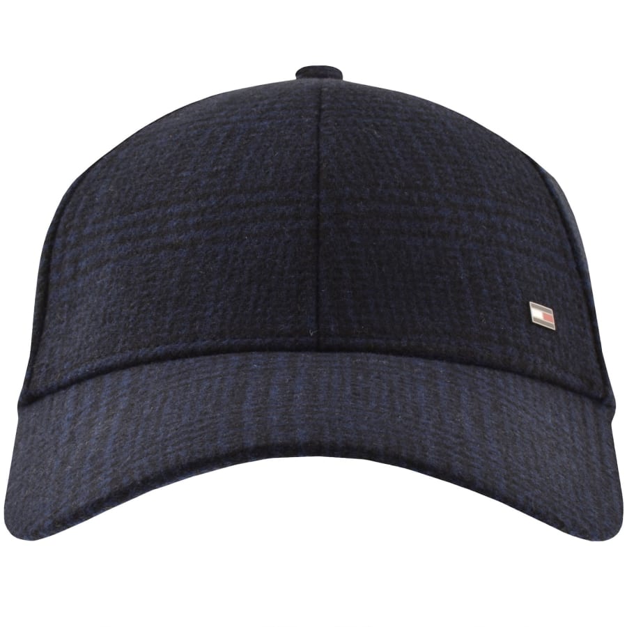 Image number 1 for Tommy Hilfiger 6 Panel Check Melton Cap Blue