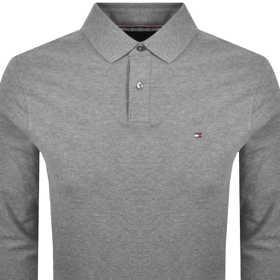 Image number 2 for Tommy Hilfiger Long Sleeved Polo T Shirt Grey