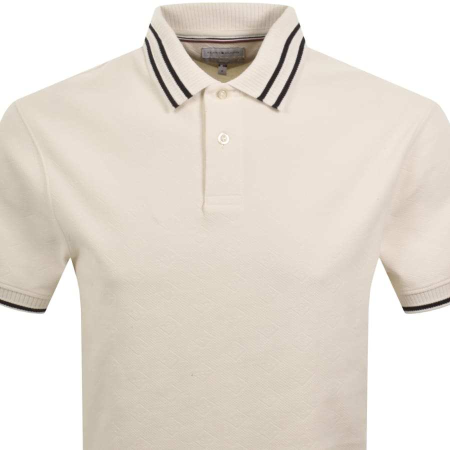 Image number 2 for Tommy Hilfiger Jacquard Polo T Shirt Cream