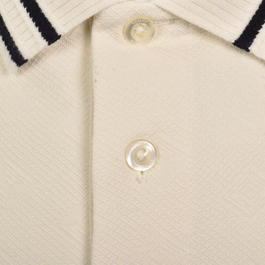 Image number 4 for Tommy Hilfiger Jacquard Polo T Shirt Cream