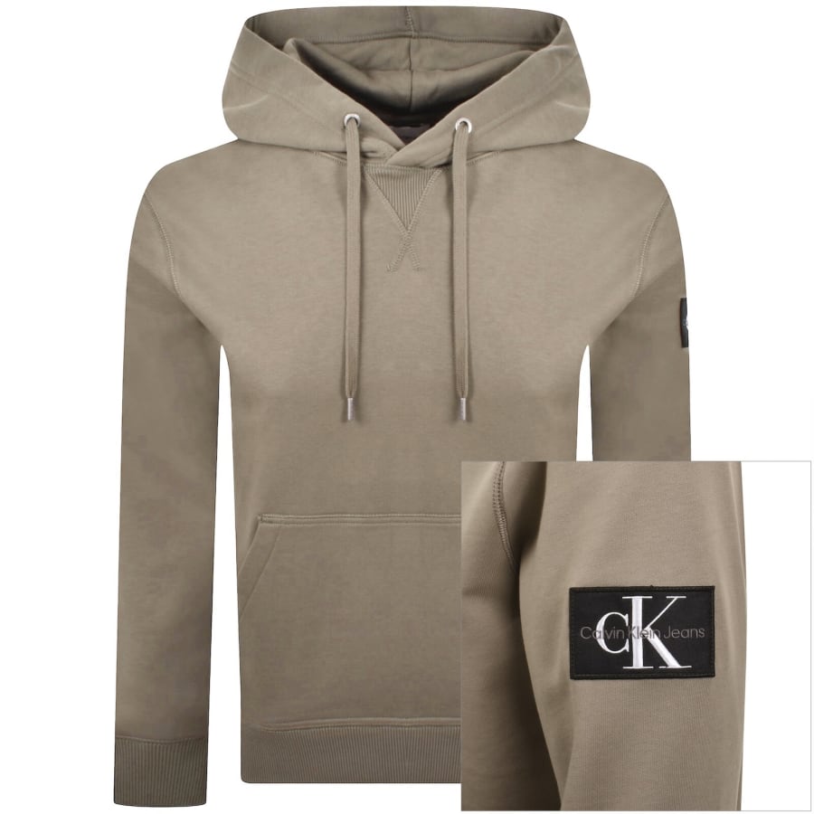 Image number 1 for Calvin Klein Jeans Badge Hoodie Brown