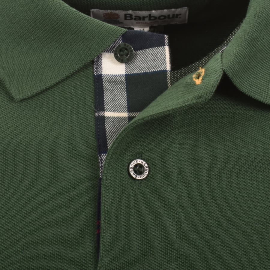 Image number 4 for Barbour Tartan Pique Polo T Shirt Green
