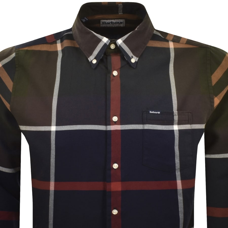 Image number 2 for Barbour Long Sleeved Dunnon Check Shirt Navy