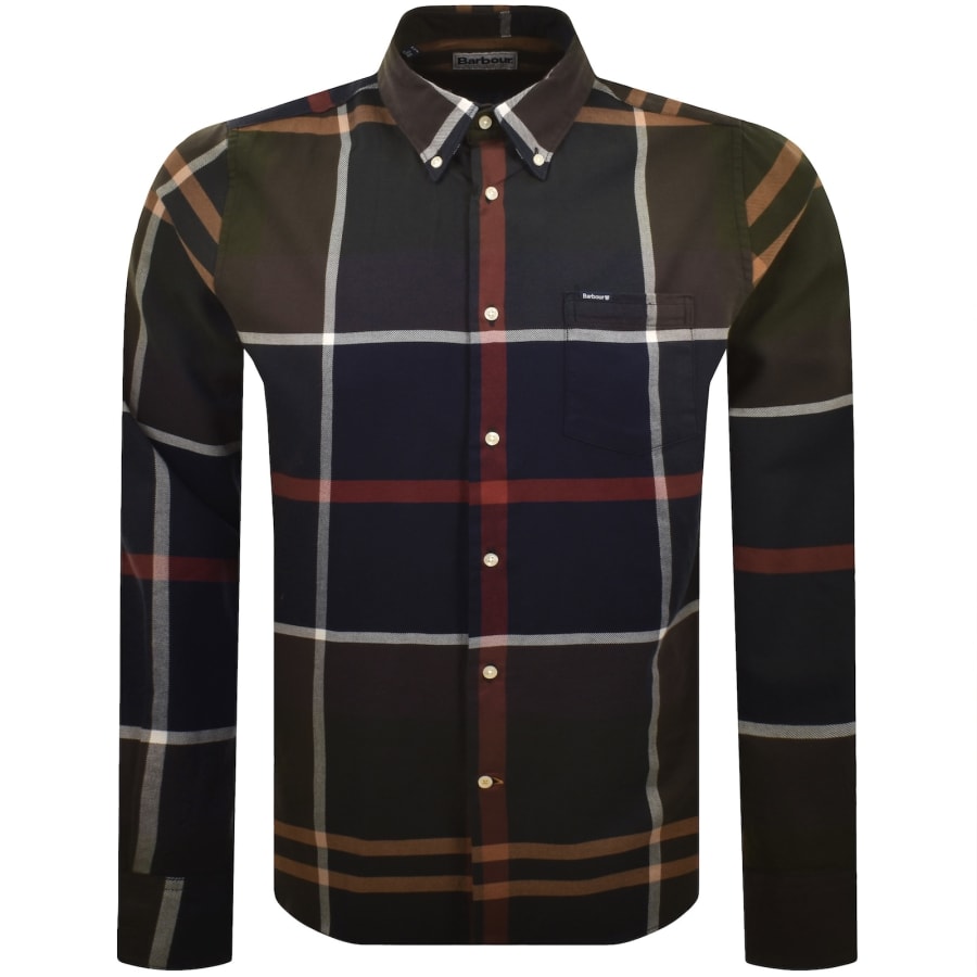 Image number 1 for Barbour Long Sleeved Dunnon Check Shirt Navy