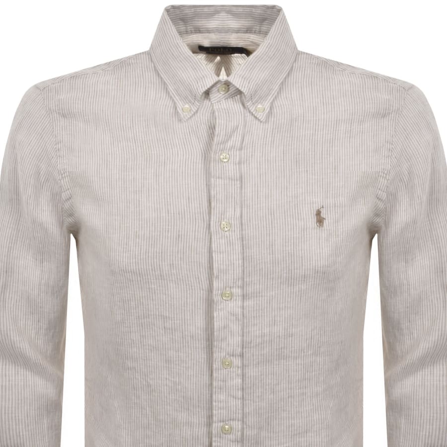 Image number 2 for Ralph Lauren Striped Linen Shirt Beige