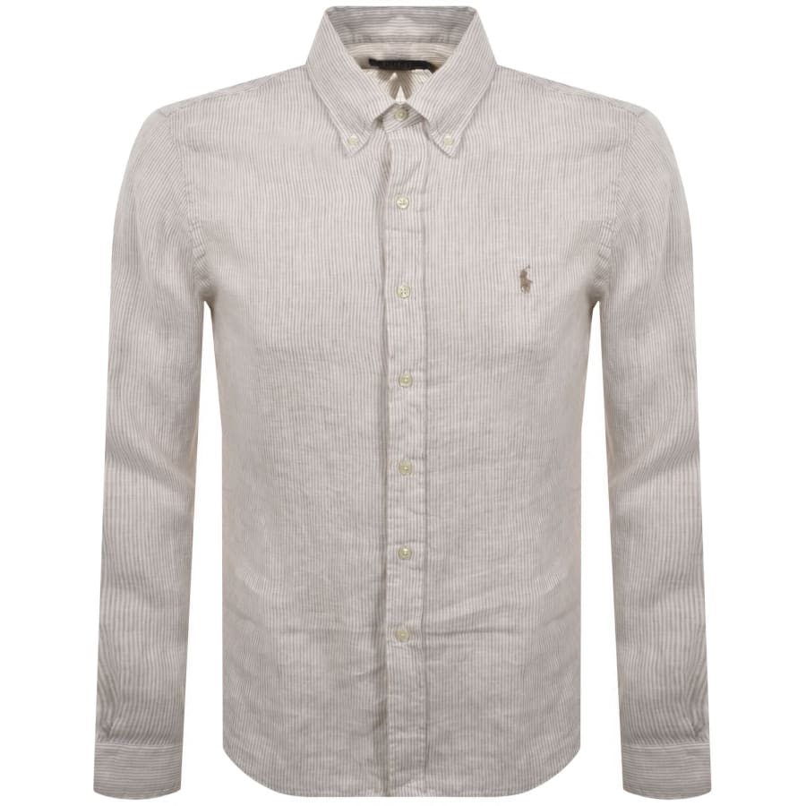 Image number 1 for Ralph Lauren Striped Linen Shirt Beige