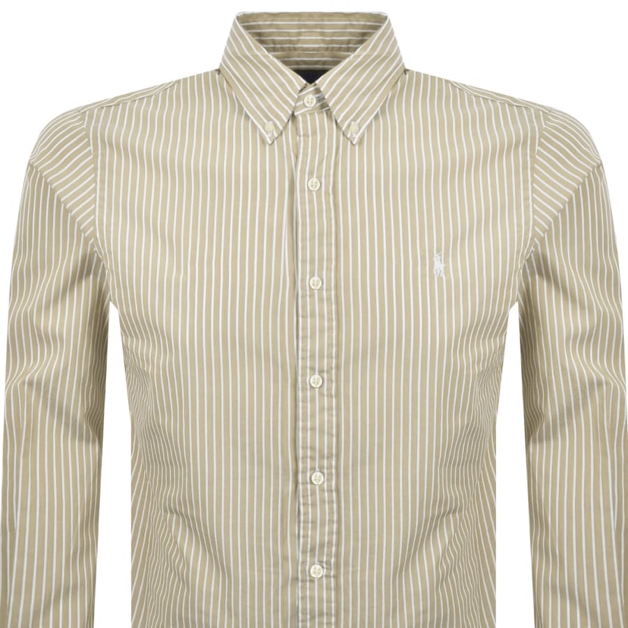 Image number 2 for Ralph Lauren Long Sleeve Striped Shirt Beige