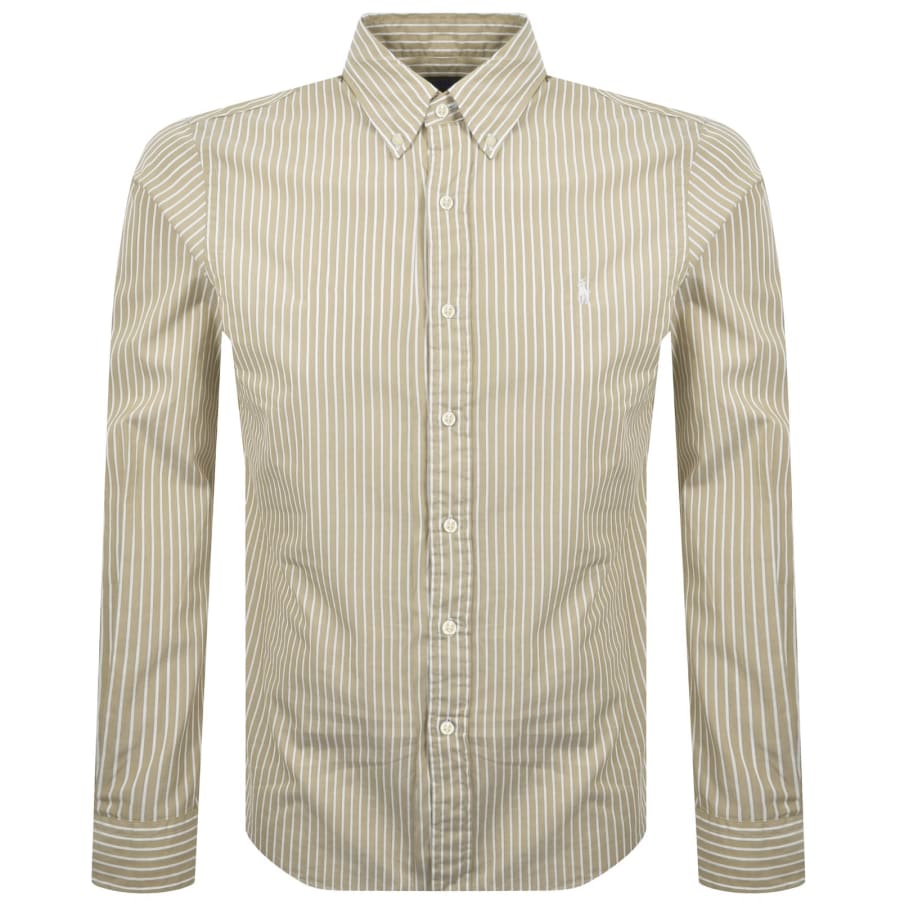 Image number 1 for Ralph Lauren Long Sleeve Striped Shirt Beige