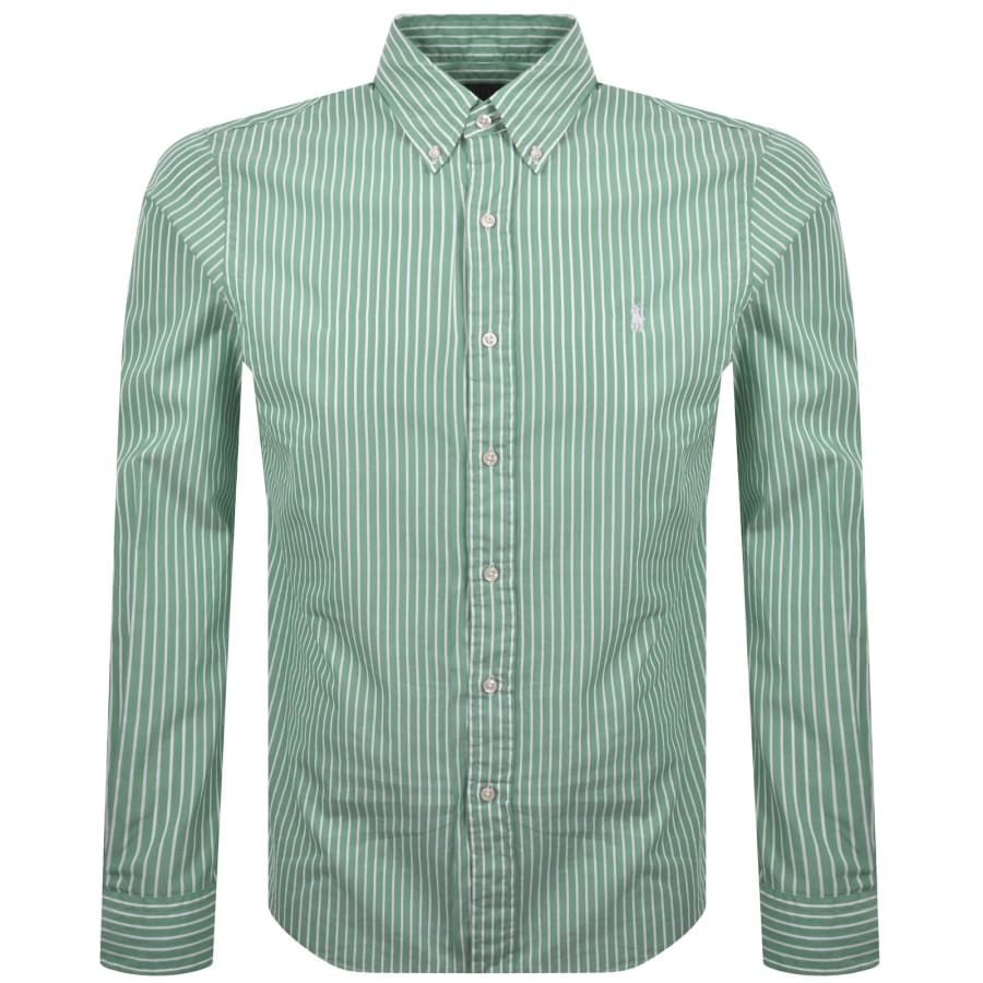 Image number 1 for Ralph Lauren Long Sleeve Striped Shirt Green
