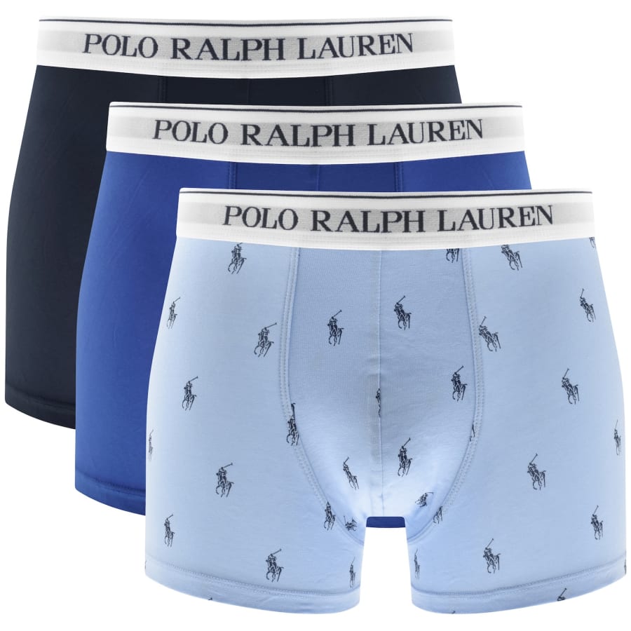 Image number 1 for Ralph Lauren Underwear 3 Pack Trunks Blue