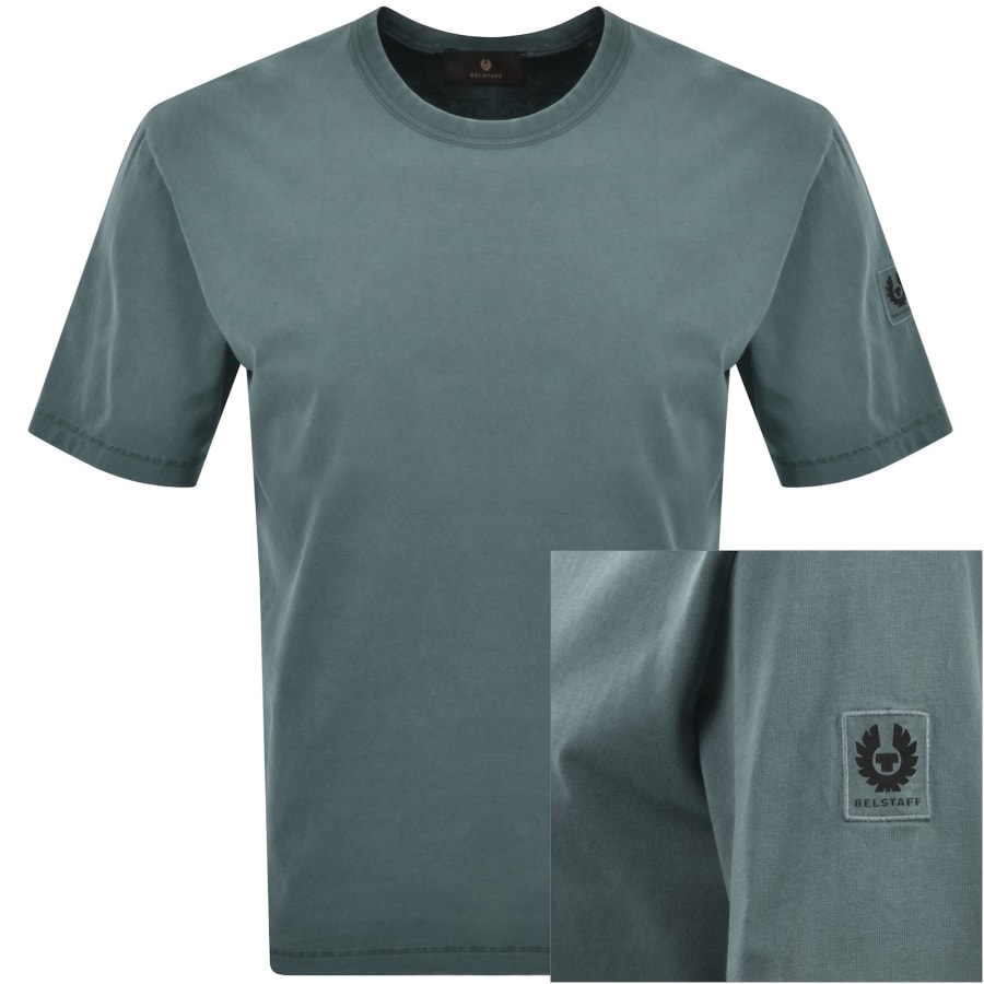 Image number 1 for Belstaff Valley Garment Dye T Shirt Blue