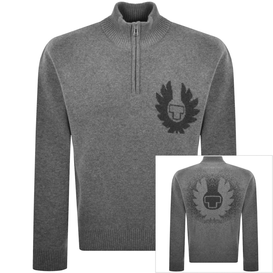 Image number 1 for Belstaff Graphic Knit Jumper Brown