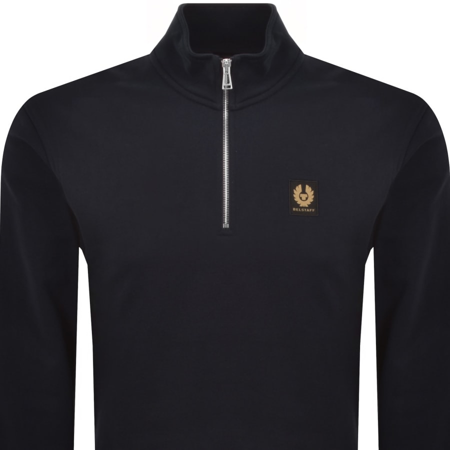 Image number 2 for Belstaff Quarter Zip Sweatshirt Navy