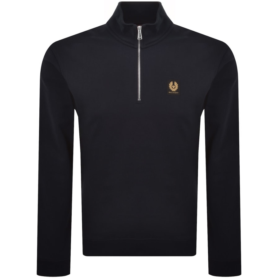 Image number 1 for Belstaff Quarter Zip Sweatshirt Navy