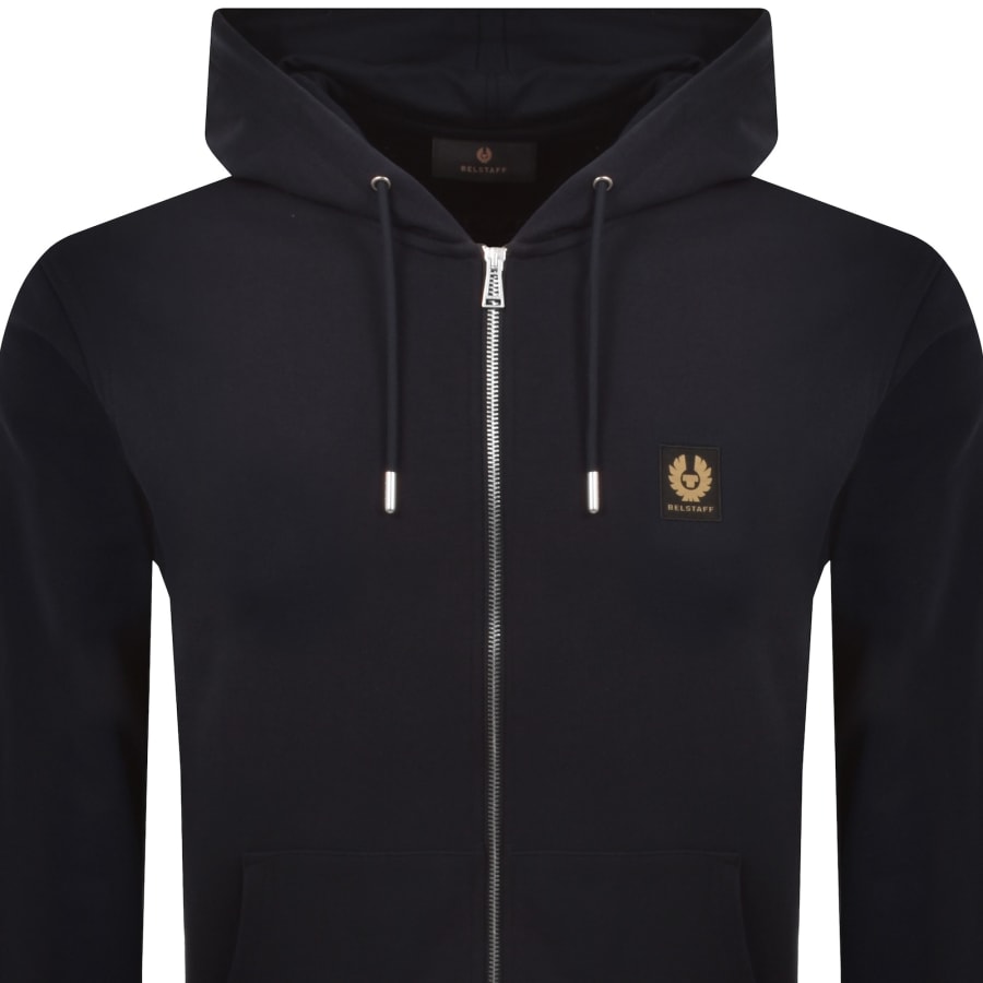 Image number 2 for Belstaff Logo Full Zip Hoodie Navy