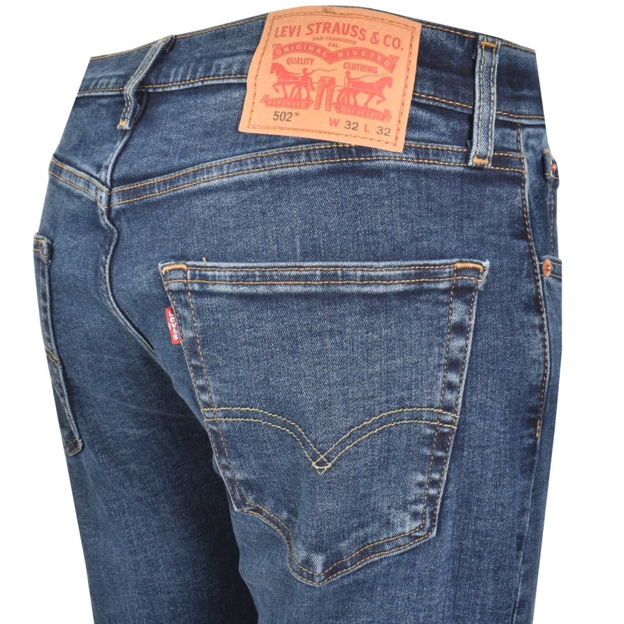 Image number 4 for Levis 502 Tapered Mid Wash Jeans Blue