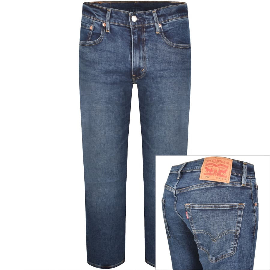 Image number 1 for Levis 502 Tapered Mid Wash Jeans Blue
