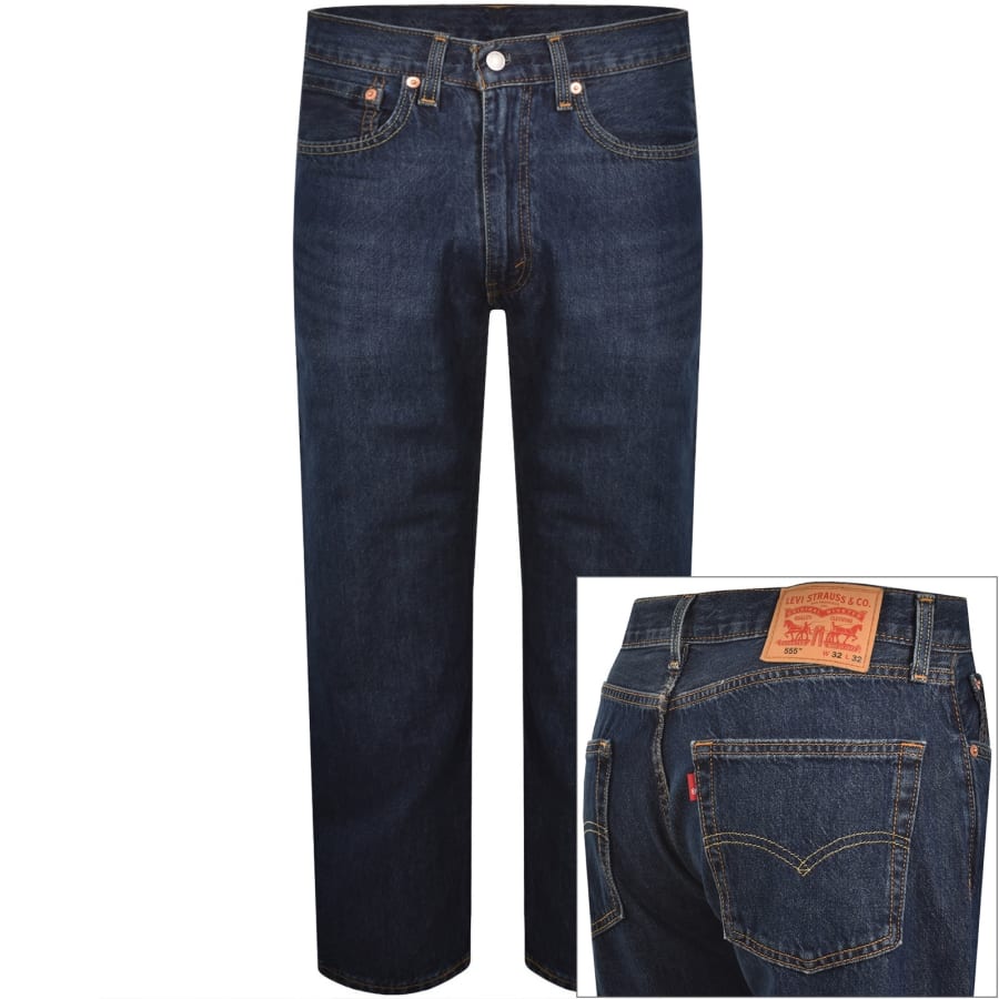 Image number 1 for Levis 555 Relaxed Straight Fit Jeans Blue