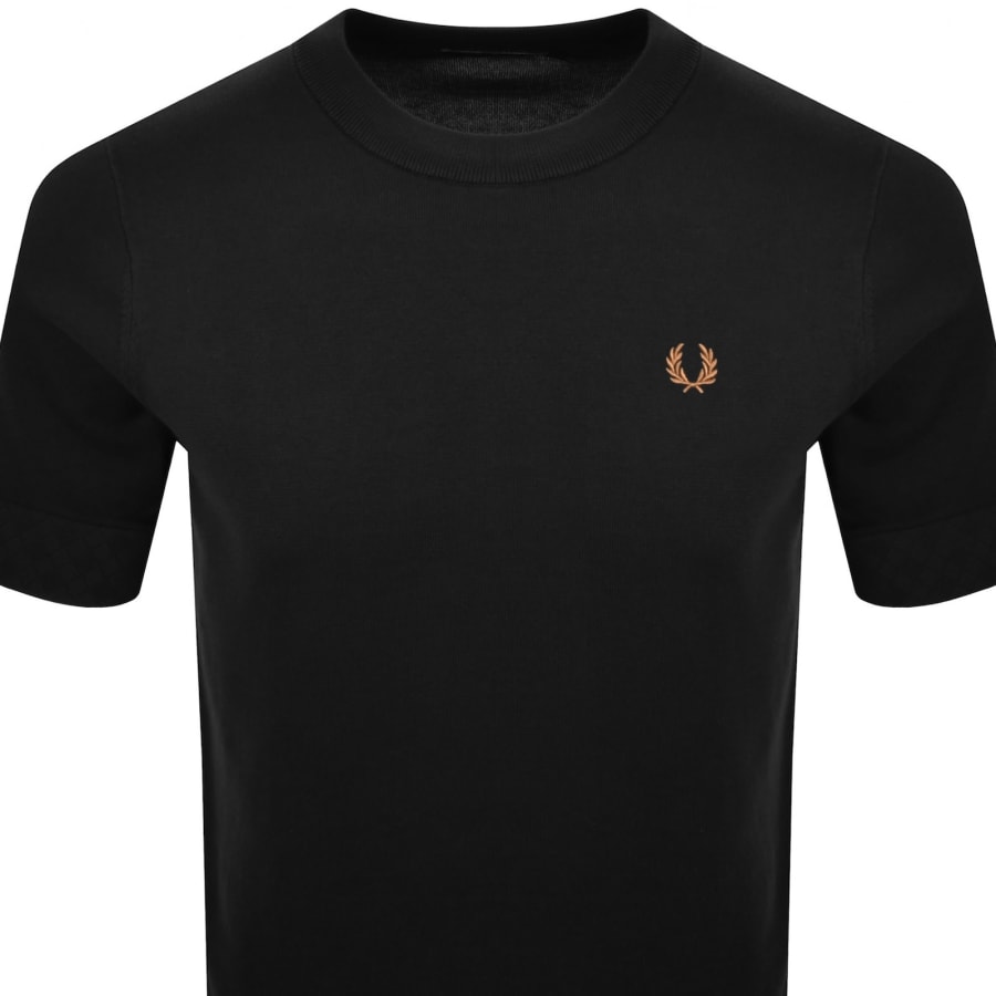 Image number 2 for Fred Perry Jacquard Cuff T Shirt Black