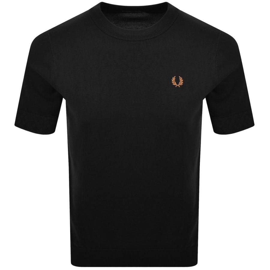 Image number 1 for Fred Perry Jacquard Cuff T Shirt Black