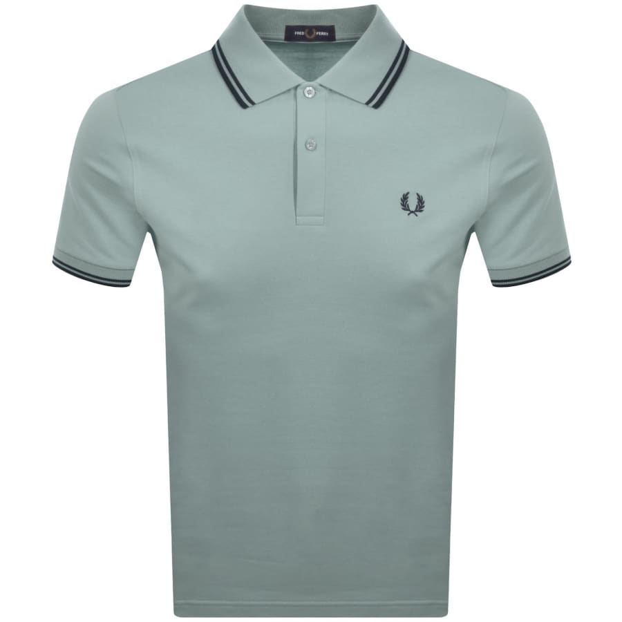 Image number 1 for Fred Perry Twin Tipped Polo T Shirt Silver Blue