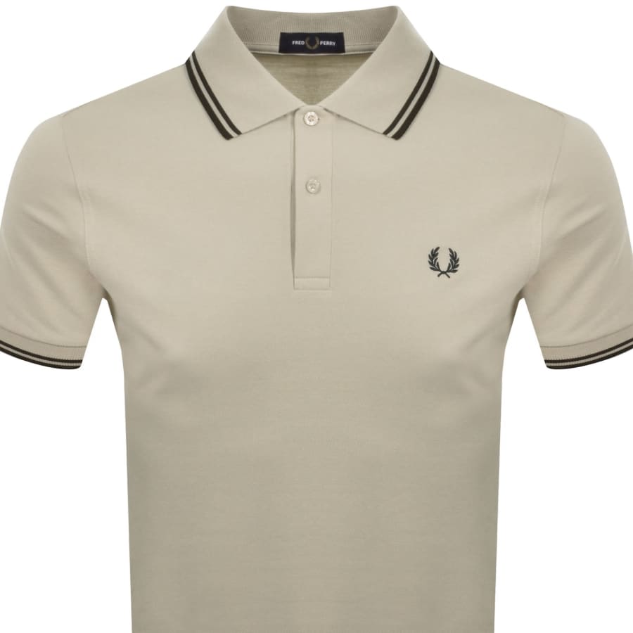 Image number 2 for Fred Perry Twin Tipped Polo T Shirt Oatmeal Beige