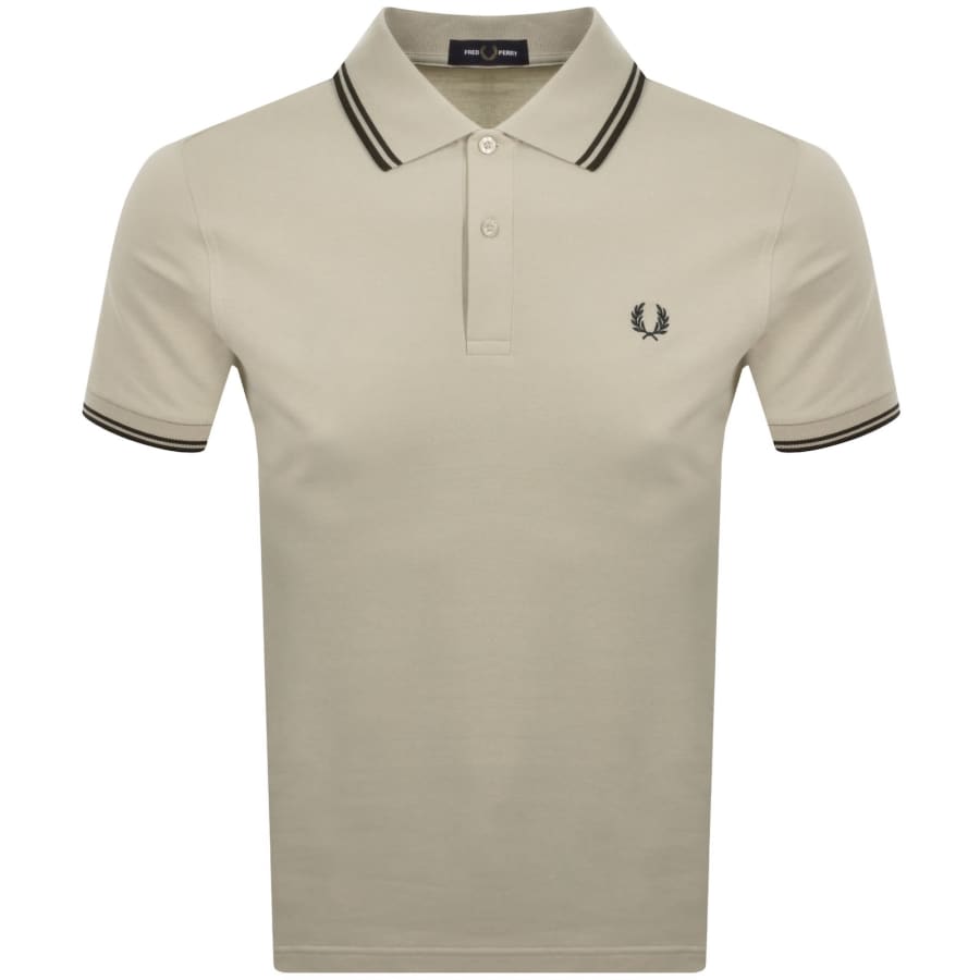 Image number 1 for Fred Perry Twin Tipped Polo T Shirt Oatmeal Beige
