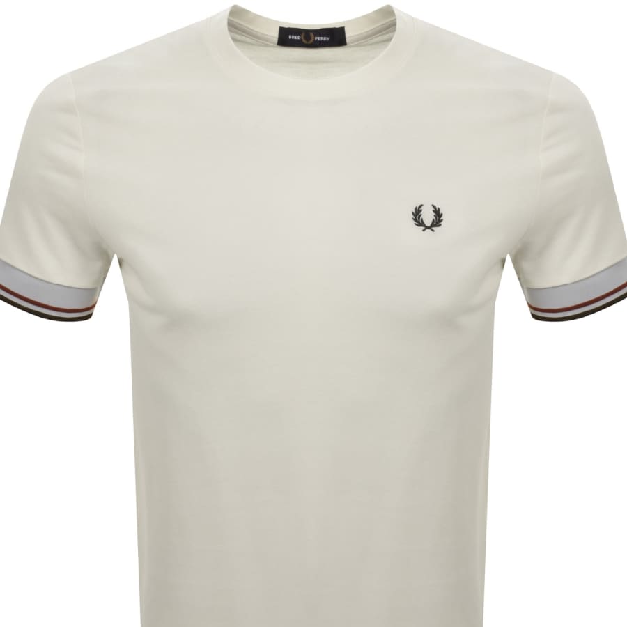 Image number 2 for Fred Perry Twin Tipped Cuff T Shirt Cream