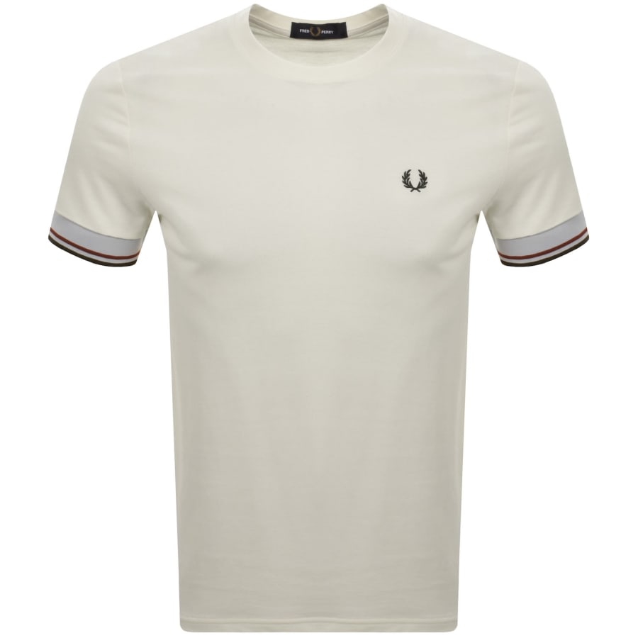 Image number 1 for Fred Perry Twin Tipped Cuff T Shirt Cream