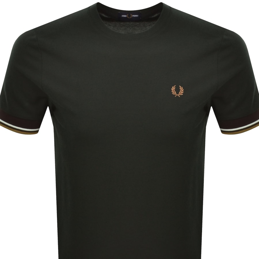 Image number 2 for Fred Perry Twin Tipped Cuff T Shirt Green