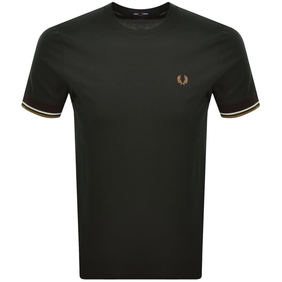 Image number 1 for Fred Perry Twin Tipped Cuff T Shirt Green