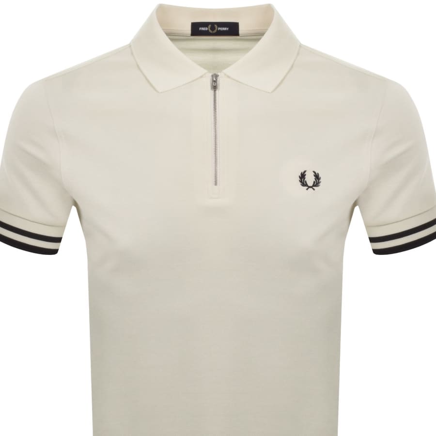 Image number 2 for Fred Perry Bold Tipped Polo T Shirt Cream